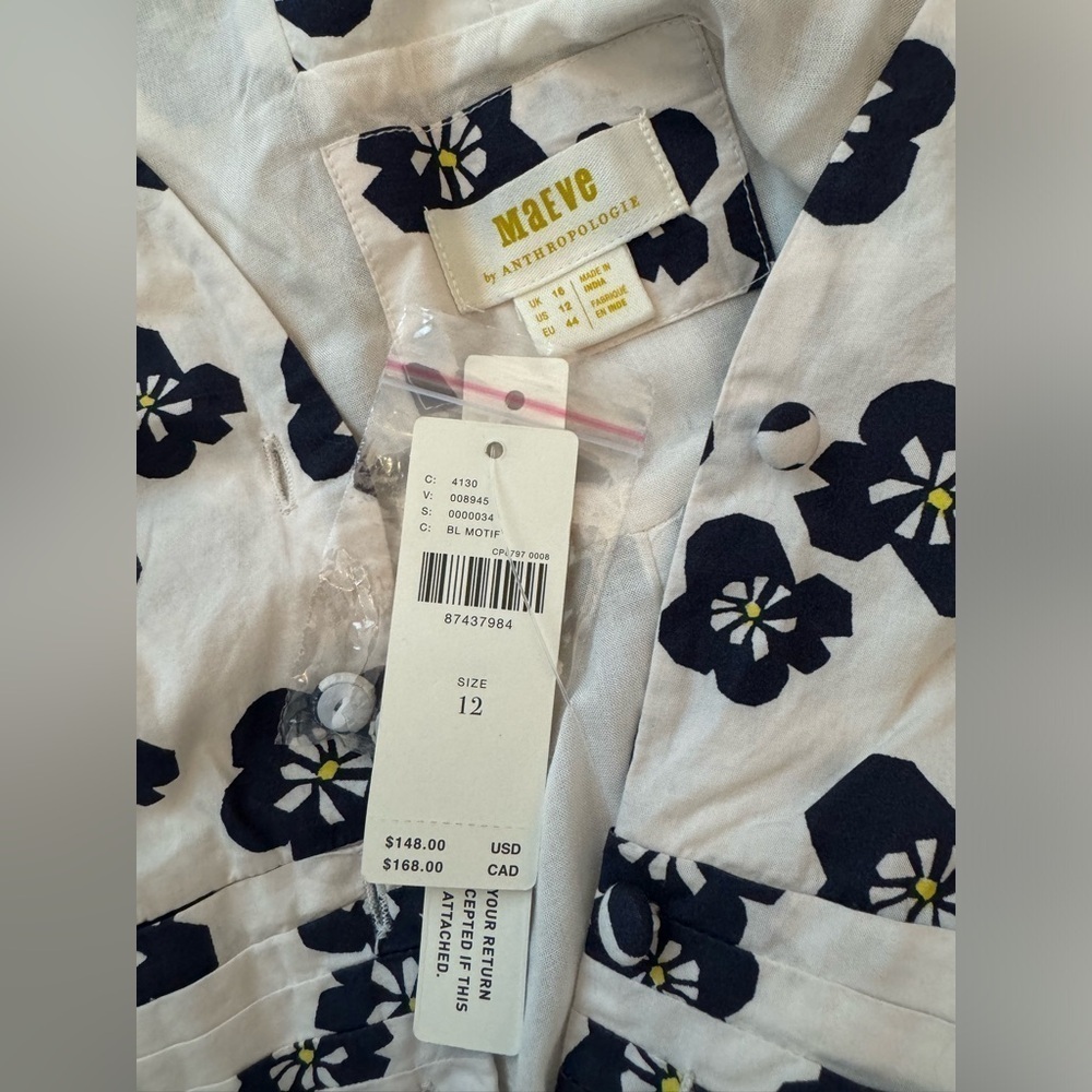NWT Size 12 - Maeve Button-Front Mini Dress (100% Cotton) - Picture 5 of 11